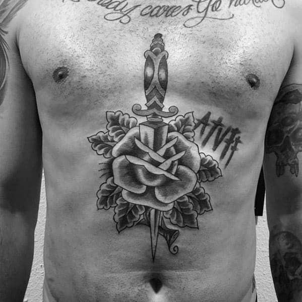 male-with-cool-rose-flower-chest-vintage-tattoo-design
