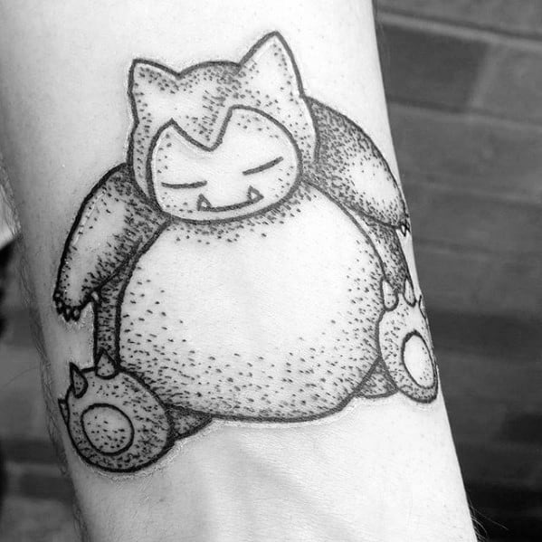Male With Cool Snorlax Tattoo Design.