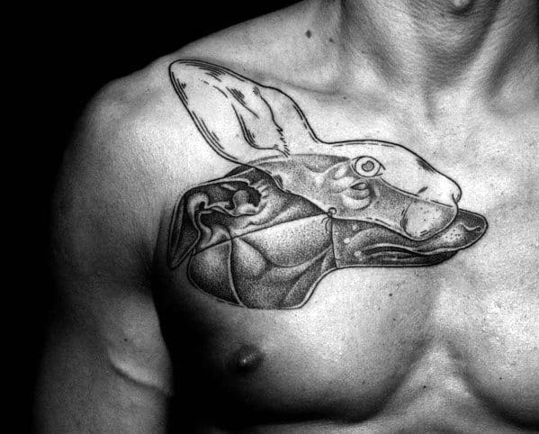 Male With Cool Upper Chest Greyhound Tattoo Design