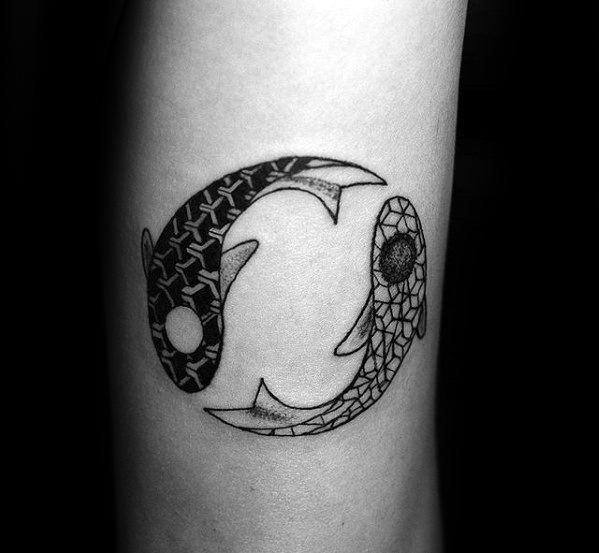 Male With Cool Yin Yang Koi Fish Tattoo Design On Arm