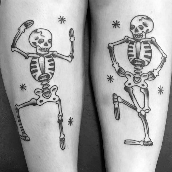 50 Dancing Skeleton Tattoo Ideas For Men  Moving Bone Designs