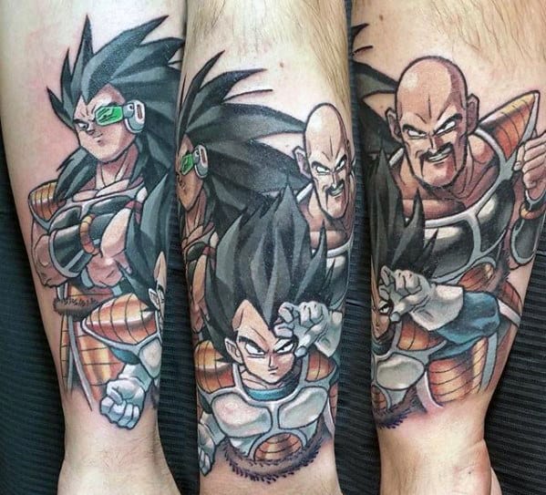 Male With Dragon Ball Z Themed Vegeta Lower Leg Tattoo