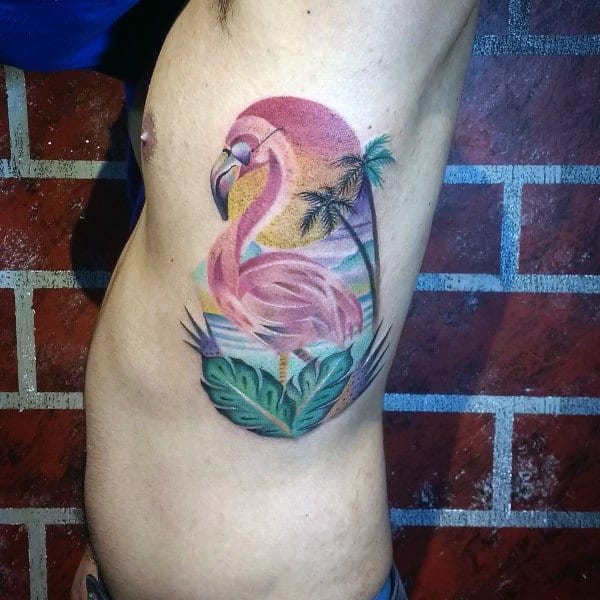 Male With Flamingo Tattoos