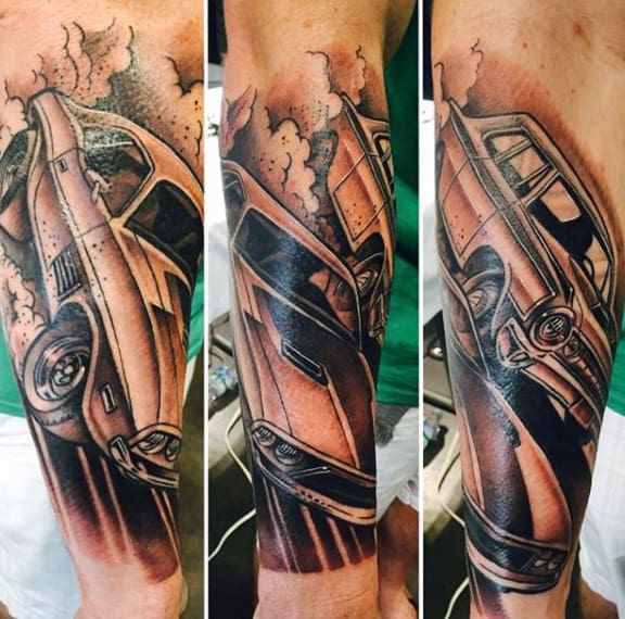 Male With Classic Muscle Car Tattoo