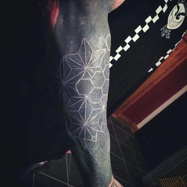 Male With Geometric Star White Ink Tattoo Sleee