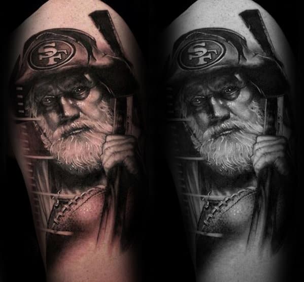 Tattoo uploaded by TattooKatie  Black and gray gold miner tattoo on the  forearm 14 sleeve  Tattoodo