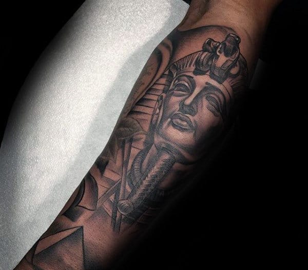 Male With Inner Forearm Tattoo Design Of King Tut