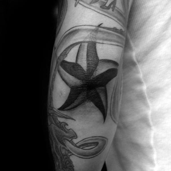 Male With Nautical Star Elbow Tattoo