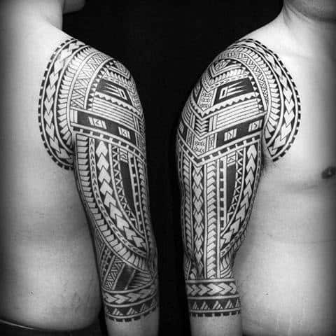 Male With Polynesian Arm Traditional Tribal Tattoo