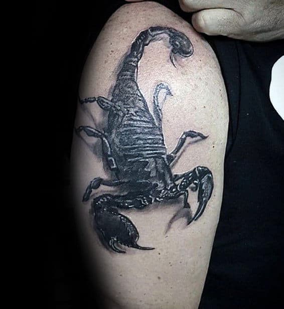 Male With Realistic 3d Scorpion Arm Tattoo
