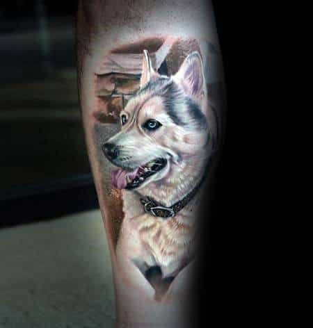 Male With Siberian Husky Tattoos