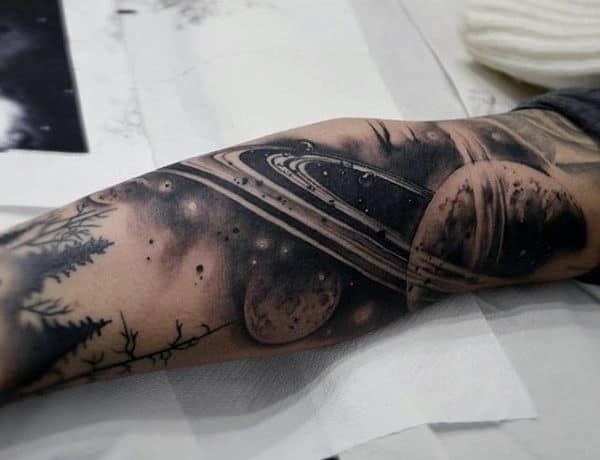 Males Pencil Shaded Universe Tattoo Sleeve