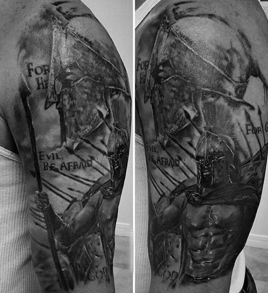 Males Sleeves Warrior With Long Katana Tattoo