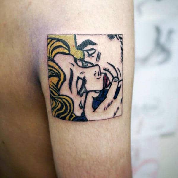 Man And Woman Pop Art Guys Square Upper Arm Tattoo