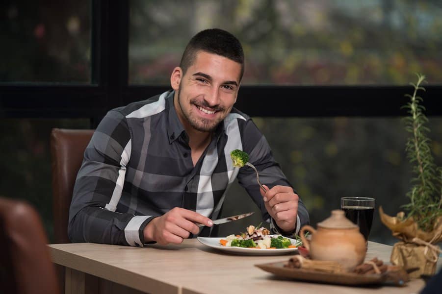 man eating alone at a restaurant