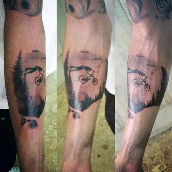 Man Holding Bicycle Tattoo On Legs For Male