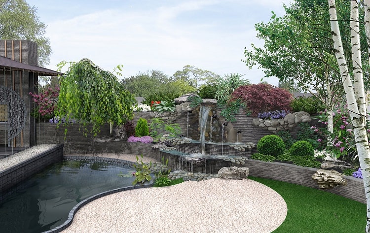 Man Made Nature Scene Of Secret Corner In The Garden, 3D Illustration