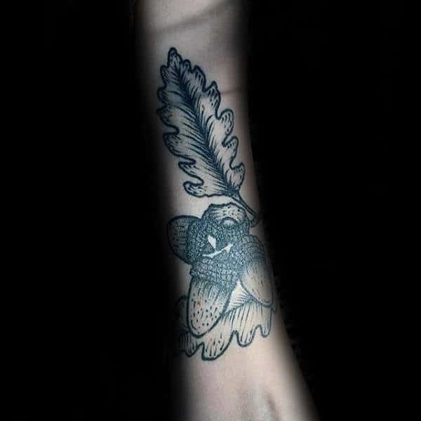 Man With Acorn Forearm Tattoo Design