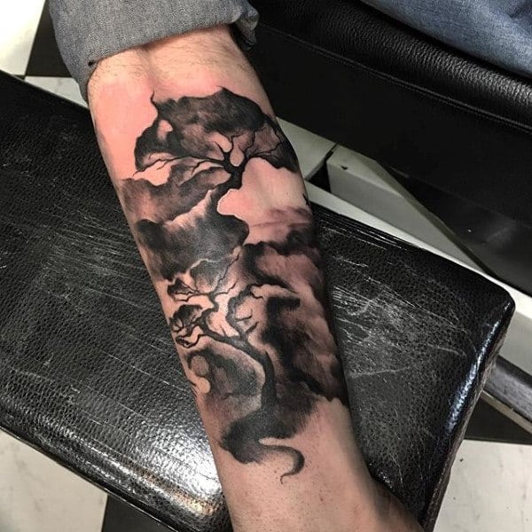 Man With Amazing Forearm Tree Watercolor Tattoo