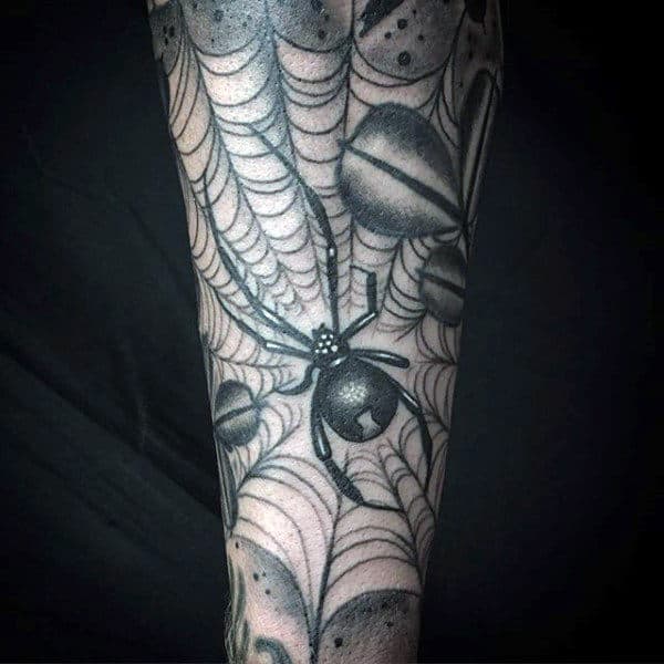 Man With Best Spider Web Tattoo On Legs