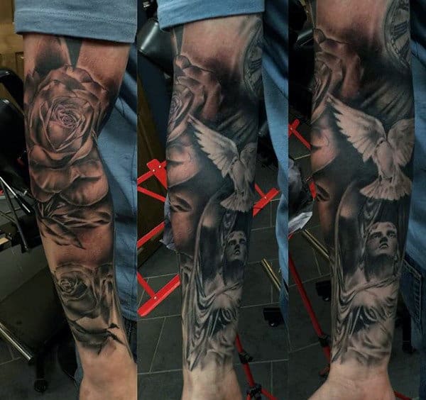 Man With Christian Tattoo Sleeve