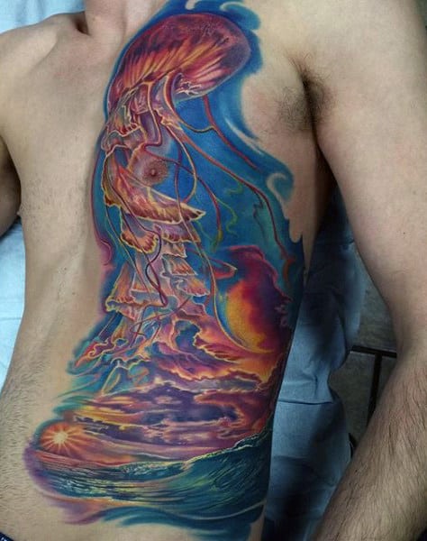 90 Sunset Tattoos For Men Fading Daylight Sky Designs