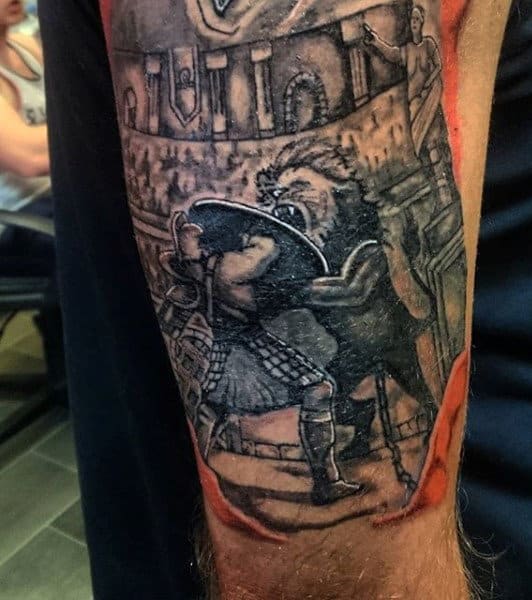 Man With Gladiator Armour Tattoo