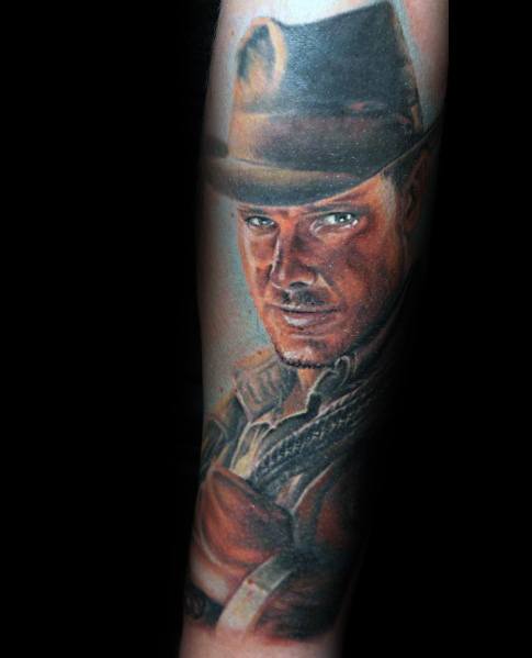 Man With Indiana Jones Tattoo Design