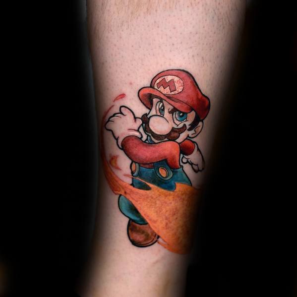 Man With Mario Tattoo Design.