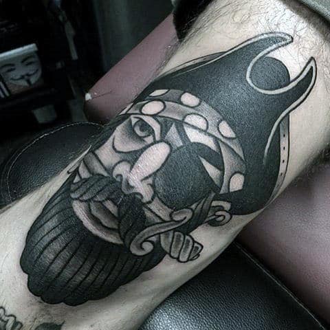 Man With Pirate Knee Tattoo Design