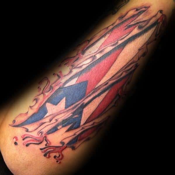 Man With Puerto Rican Flag Tattoo Design