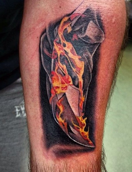 Man With Realistic Flame Tattoo
