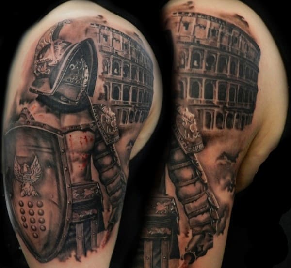Man With Roman Gladiator Tattoo Design