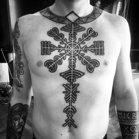 Man With Rune Norse Chest Tattoo