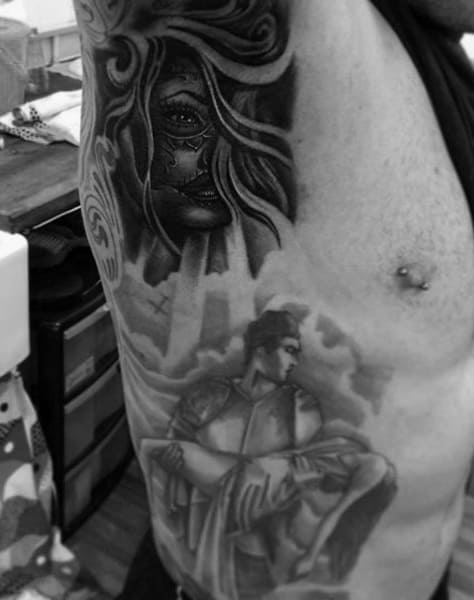 Man With Sensual Lady Tattoo On Armpit