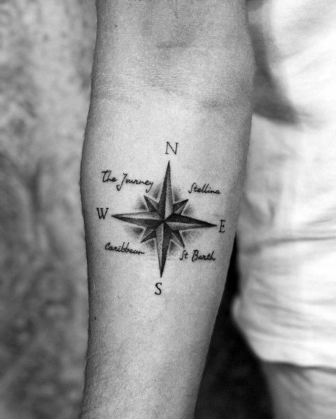 Man With Simple Compass Tattoo Design