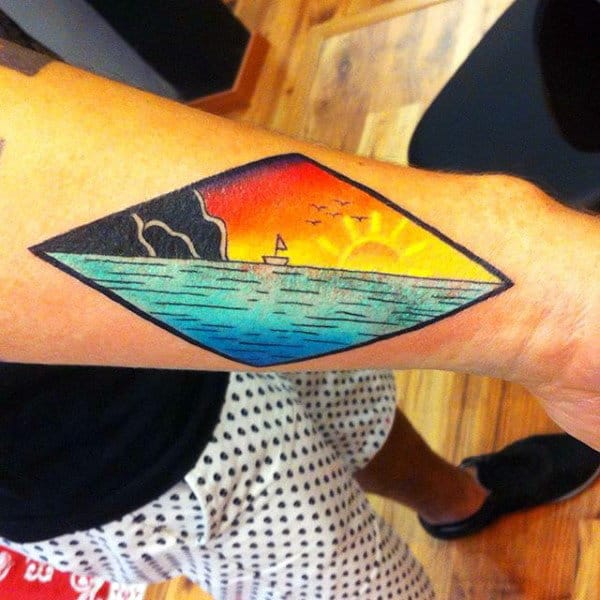 Sunset over the sea tattoo  Tattoogridnet
