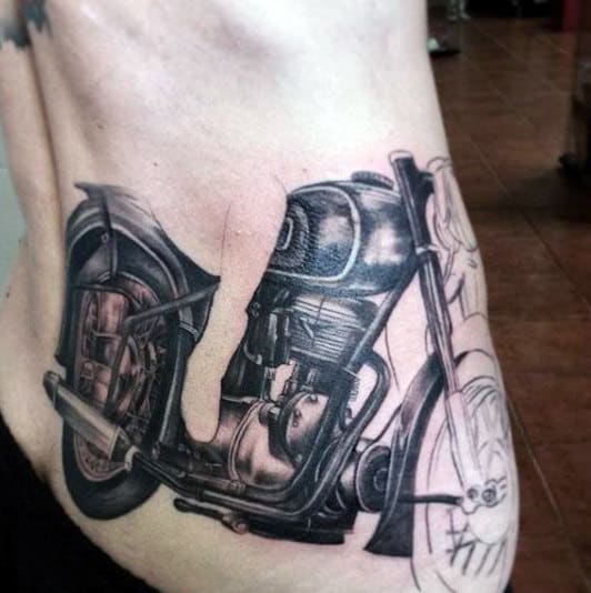 Man With Sportbike Motorcycle Tattoos