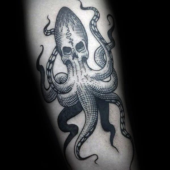 Man With Sweet Retro Octopus Arm Tattoo Design