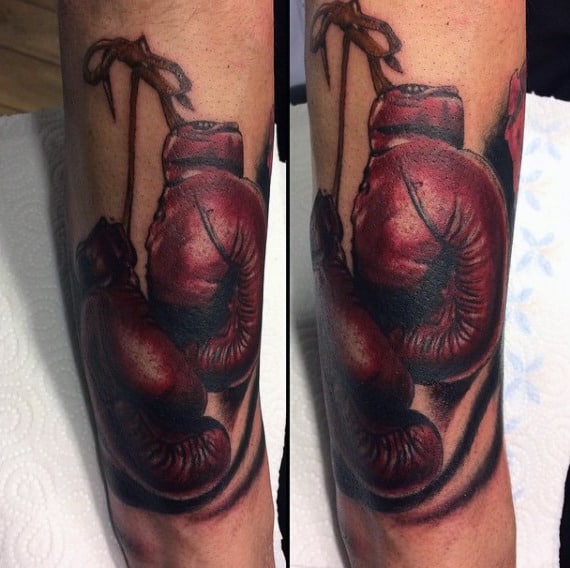 Man With Tattoos Boxing Gloves