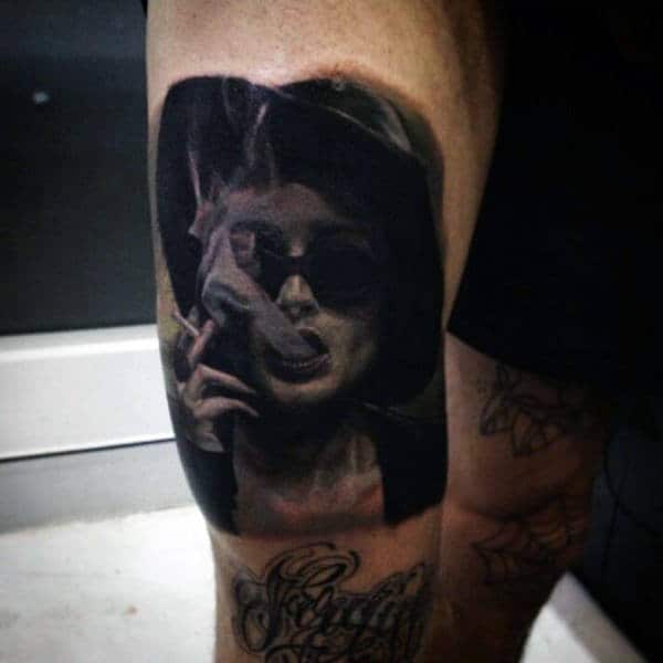 Man With Thigh Tattoo Of Marla Singer In Fight Club