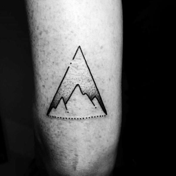 Man With Triangle Mountain Small Back Of Arm Tattoo