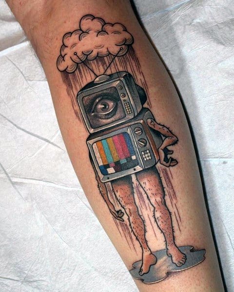 Man With Tv Tattoo Design