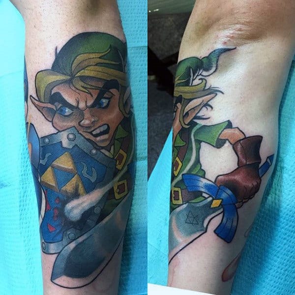 Man With Zelda Forearm Tattoo Design
