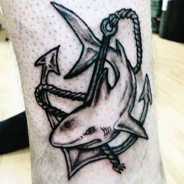 Shark Masculine Anchor Tattoo For Men