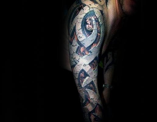Manly 3d Full Arm Guys Tribal Sleeve Tattoos
