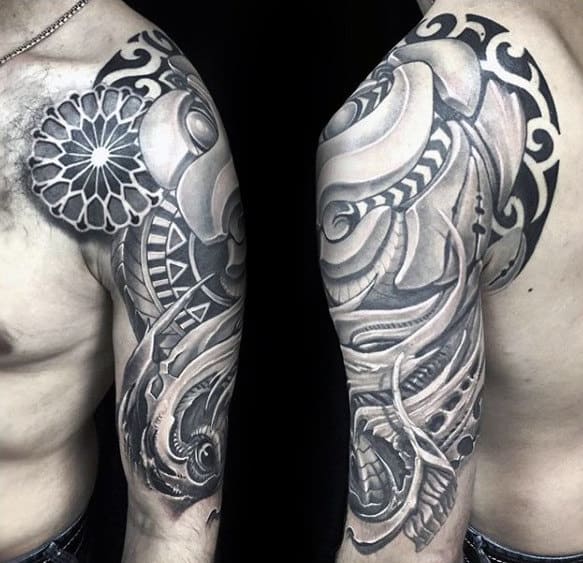 Manly 3d Half Sleeve Arm Tattoo Designs For Guys