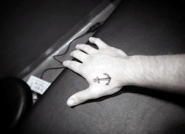Manly Anchor Guys Small Hand Tattoos