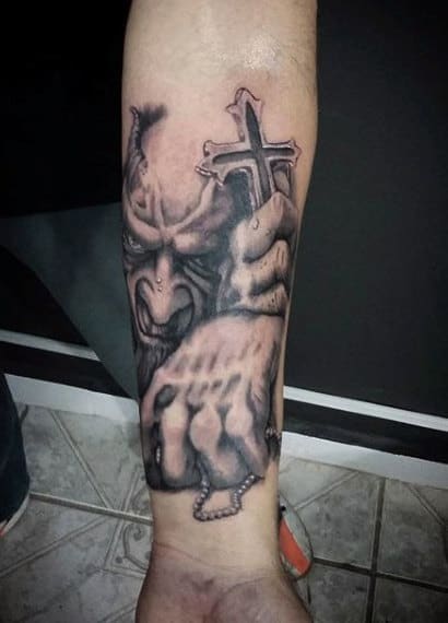 Manly Angel Vs Demon Tattoo Designs