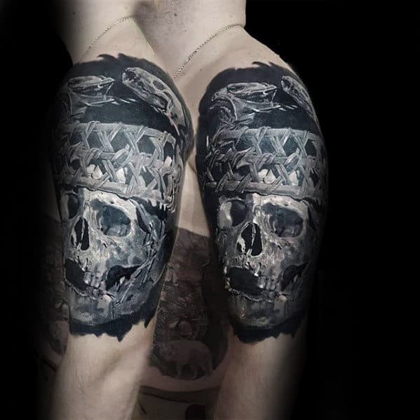 Manly Arm 3d Tattoo Of Skull For Gentlemen
